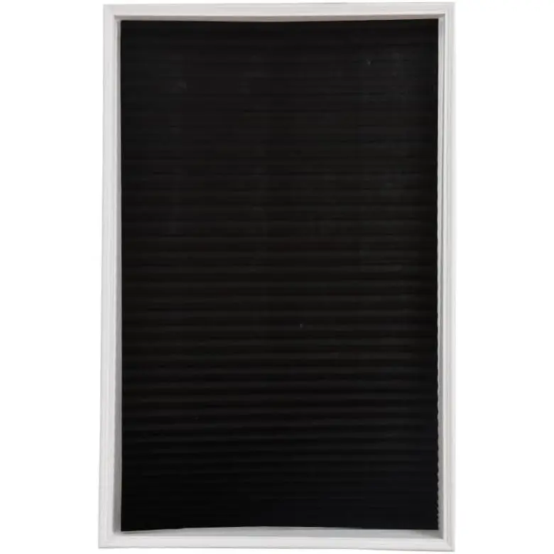 2 Pack Temporary Blackout Blinds for Window, Self Adhesive Pleated Cordless No Drill Fabric Room Darkening Shades Bathroom Kitchen Office, Black, 60*150cm(W*L)-2pcs