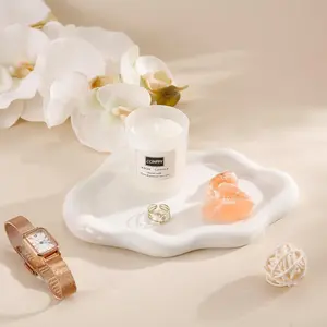 Jewelry Tray Trinket Dish - Unique Cloud Design, Ceramic, Compact Size 0.3"L x 5"W x 0.6"H, Pearl White Color, Ring Holder, Birthday Gift, Mother's Day Gift Idea
