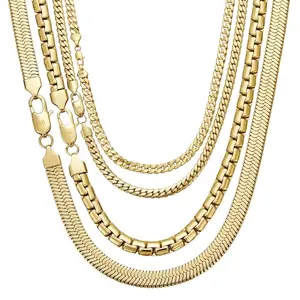 J.J Luxe Studio 14K Gold Plated Miami  Cuban Link Necklace & Bracelet, 7.5-24" High-Density Thickened , Advanced Sweat- & Anti- Coating, Marine-Grade Stainless Steel  for Active Lifestyles circle chains tarnish proof jewelry,summervibes
