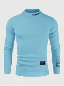 Men's fleece pullover high neck long sleeved sweatshirt,  round neck sweatshirt, basic casual long sleeved pullover sweatshirt, Soft comfortable and warm round neck sweatshirt for autumn and winter, can be worn on the outside or on the inside