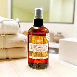 Sultry Woods Room & Linen Spray - Sweet & Sultry Fusion of Mandarin Jasmine Amber Sandalwood Musk - 8oz Liquid Scented Fragrance for Home Use - Bottle