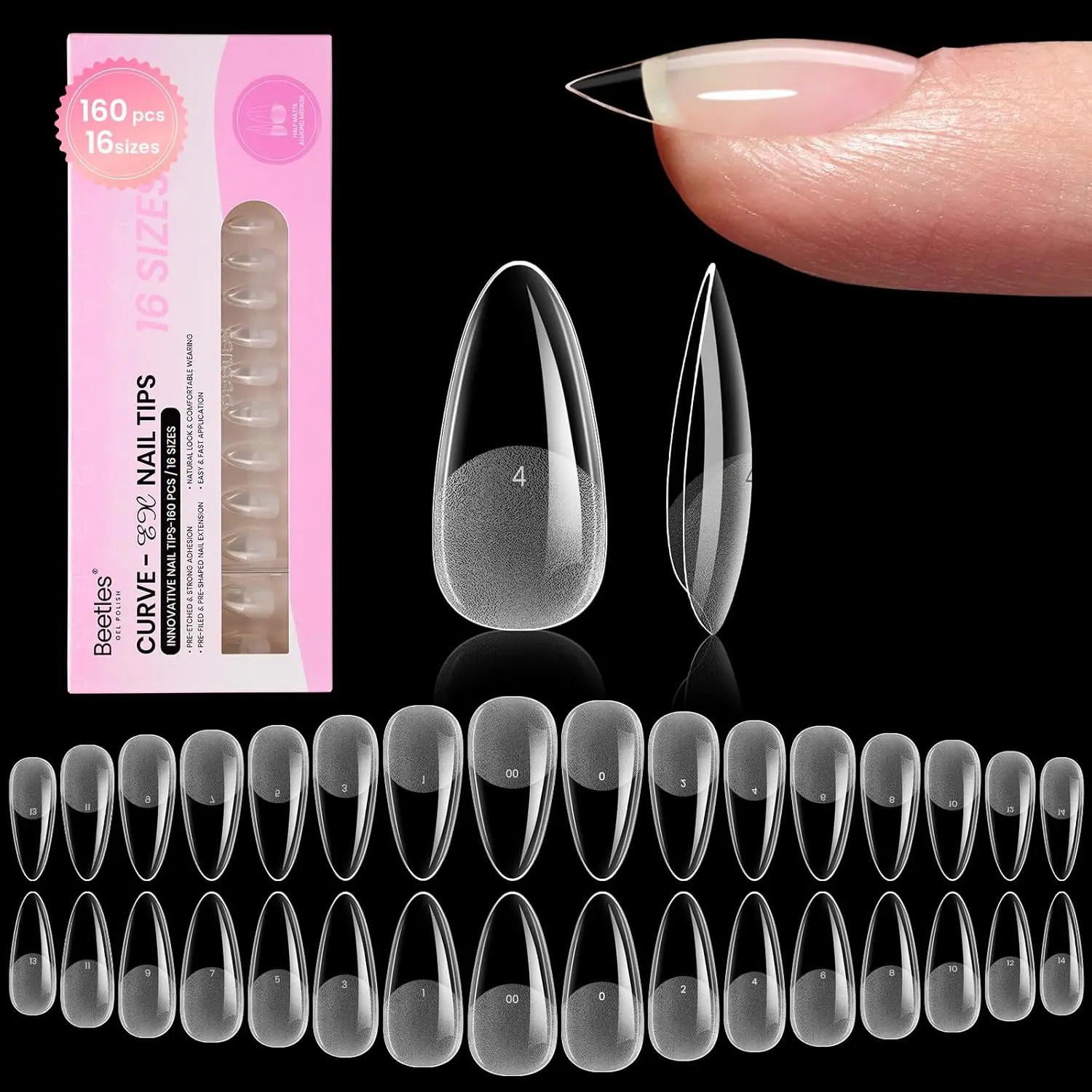 160pcs-Medium Almond (Curve-EX)