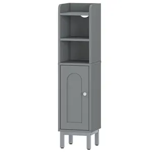 Bathroom Storage Cabinet, Small Corner Floor Cabinet with Door and Shelves, Narrow Toilet Paper Holder, Bathroom Organizer with Adjustable Shelf, for Small Spaces