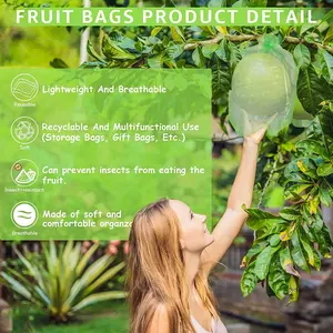 50pcs Grape Fruit Protection Bags Plant Grow Bags Pest Control Anti-Bird Garden Mesh Netting Bags Vegetable Strawberry Bags