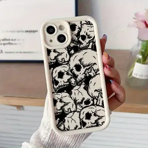Black Skull Pattern High-Edge Phone Case, Suitable for Apple iPhone 11, 12, 13, 14, 15, 16, 15, 14, 13, 12, 11 Pro Max, XS, XR, X, 7, 8 Plus, SE Series. Perfect as a Birthday Gift for Girlfriend, Boyfriend, or Friend