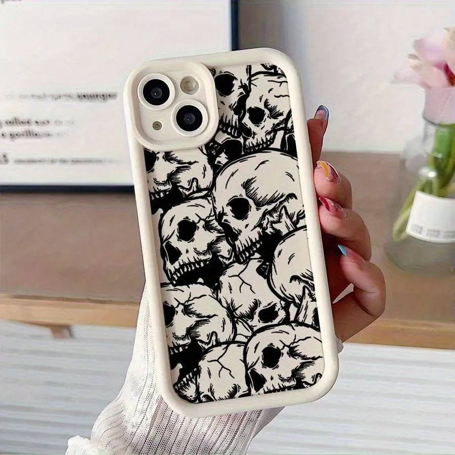 Punk Skull Art Smartphone Case - Dark Gothic Graphic Aesthetic, Shockproof Handheld Cellphone Cover for iPhone 17,16,15,14,13,12,11,X,Plus,Pro,Max, Cool Gift for Devices