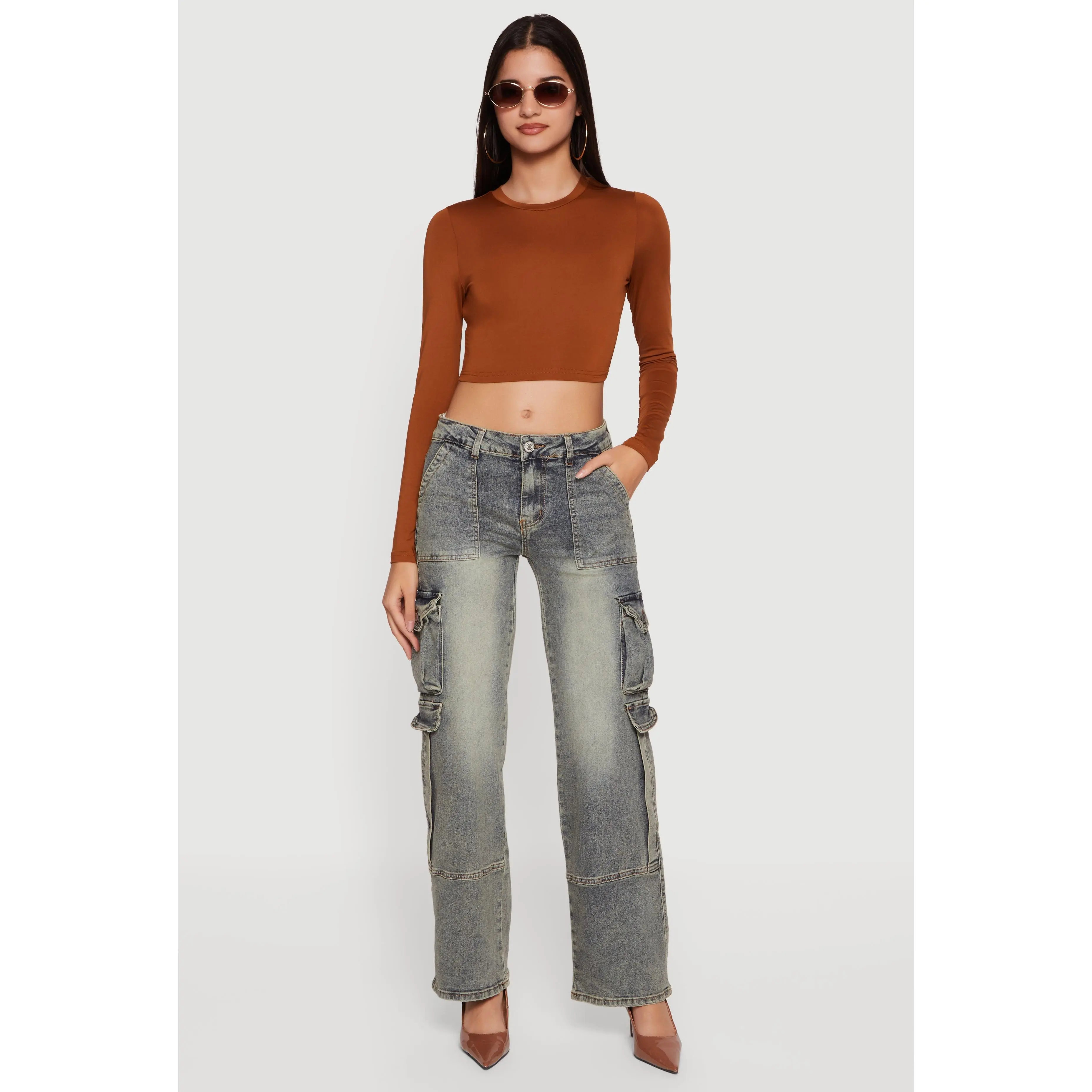 VIP Acid Wash Straight Leg Utility Jeans