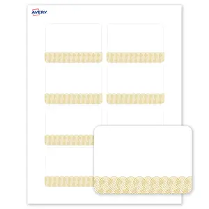 Avery Printable Rectangle Adhesive Name Tags, 2-1/3" x 3-3/8", Matte White, Pre-printed Gold Lace Trim Design, Laser & Inkjet Compatible, 160 Total, Great for Branding, Marketing, and Events