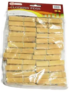 Wooden Clothing Pegs Set, 24-Piece Home Organiser with Hangers Compatibility for Laundry & Closet Organization