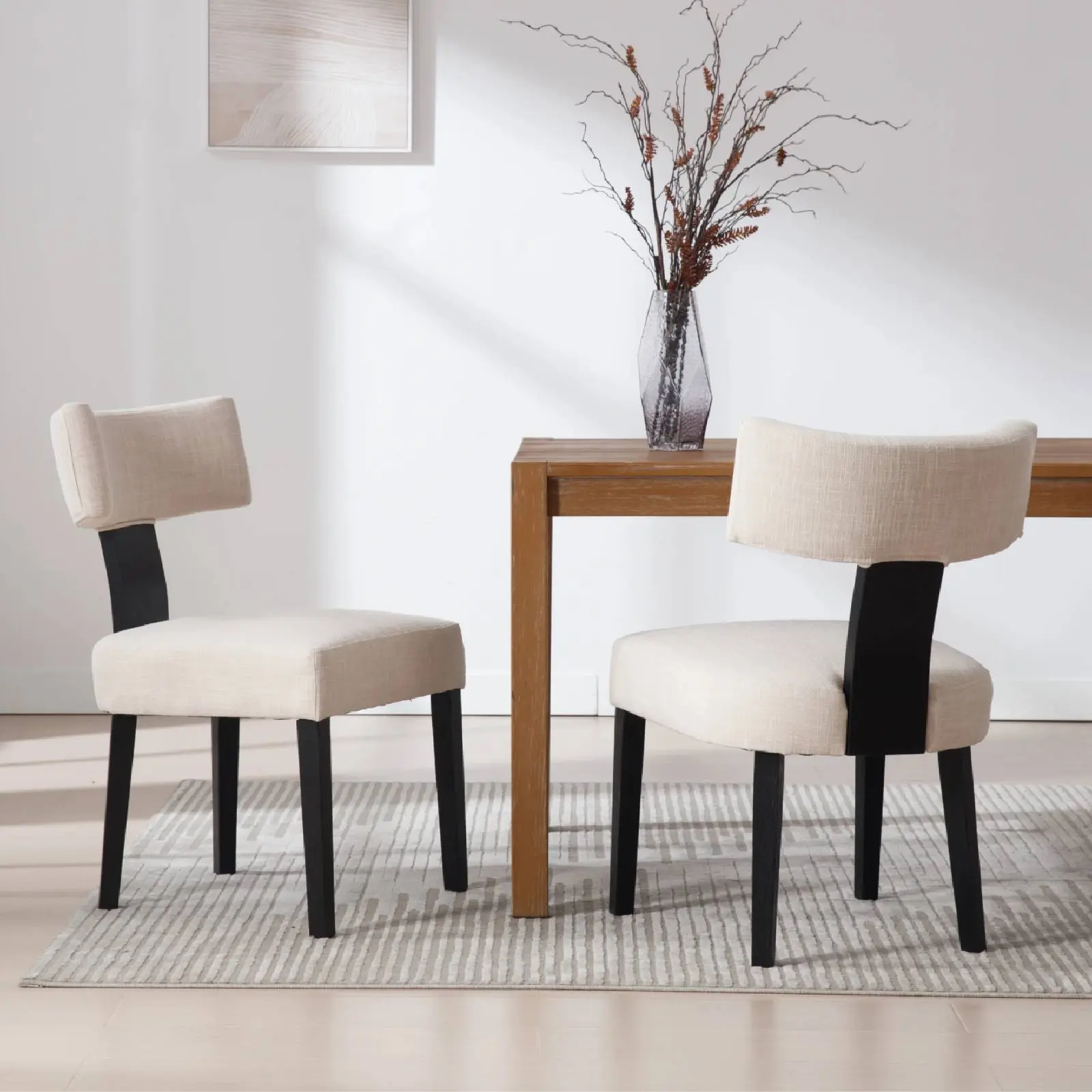 NEW-Black Wood Linen Beige