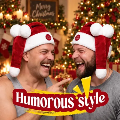 Animated Naughty Santa Hat – Funny Christmas Party Hat with Moving Santa Ears, Festive Novelty Holiday Hat, Interactive Christmas Costume Accessory for Xmas Parties, Family Gatherings, Office Events, Photo Booths & Holiday Celebrations