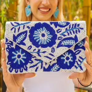 Santorini Beaded Floral Clutch Purse
