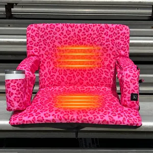 Heated Pink Leopard 23" Stadium Seat with Armrests