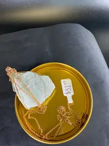 Aventurine Stone Wire Wrapped in 14k GF wire on a 14K GF Rolo Chain 18"