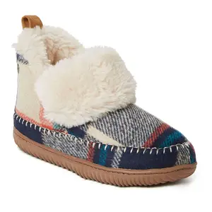 Alpine by Dearfoams Women's Moritz Bootie House Slipper - Navy Plaid Size 8
