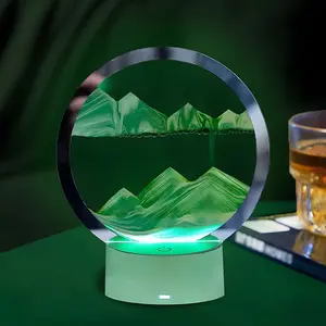 Creative 3D Liquid Sand Art Lamp with RGB Color Change, Deep Sea Flowing Sand Hourglass Night Light for Home Décor, Unique Desktop Decoration