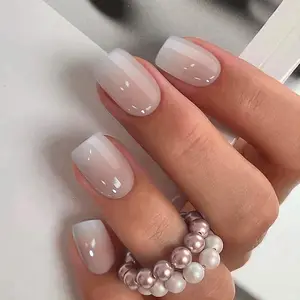 Nude Ombre Press On Nails | CurvLife Nail | 30pcs Medium Square Fake Nails | Glossy Finish with Smooth Nude Gradient & Gentle Shine | Easy to Apply, Comfortable & Long-Lasting | Ideal for Daily Commutes, Business Meetings, Banquets & Formal Events
