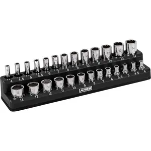 70233-26-Piece 1/4-Inch Metric Magnetic Socket Organizer - Holds 13 Standard Size and 13 Deep Size Sockets - Keeps Your Box Organized