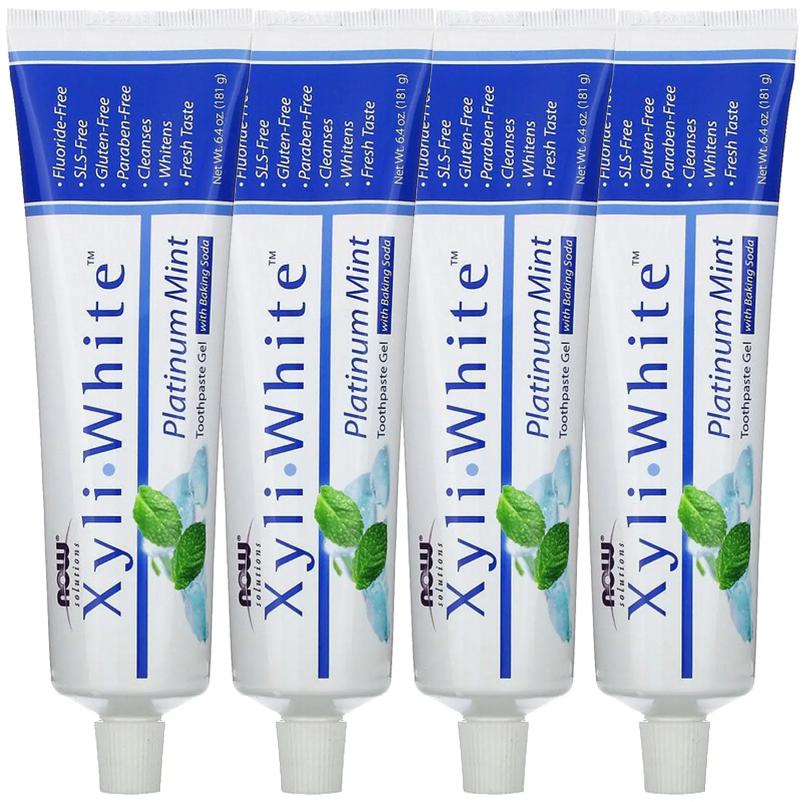 NOW Foods Now Foods, Solutions, XyliWhite, (4 Pack) Toothpaste Gel, Platinum Mint, 6.4 oz (181 g)