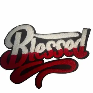 Chenille Blessed Embroidered Patch, Decorative Iron-On Patch for Clothing Accessories