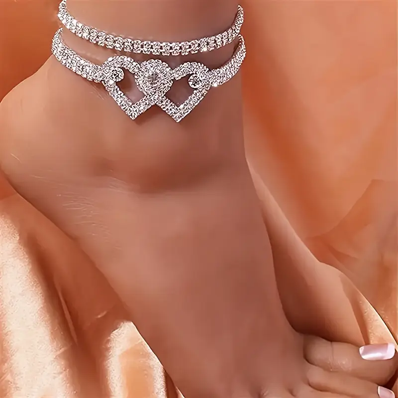 1 set Silvery Golden Sparkling Tennis Chain Anklets Bracelets Adjustable Shining Women Fashion Jewelry Gift