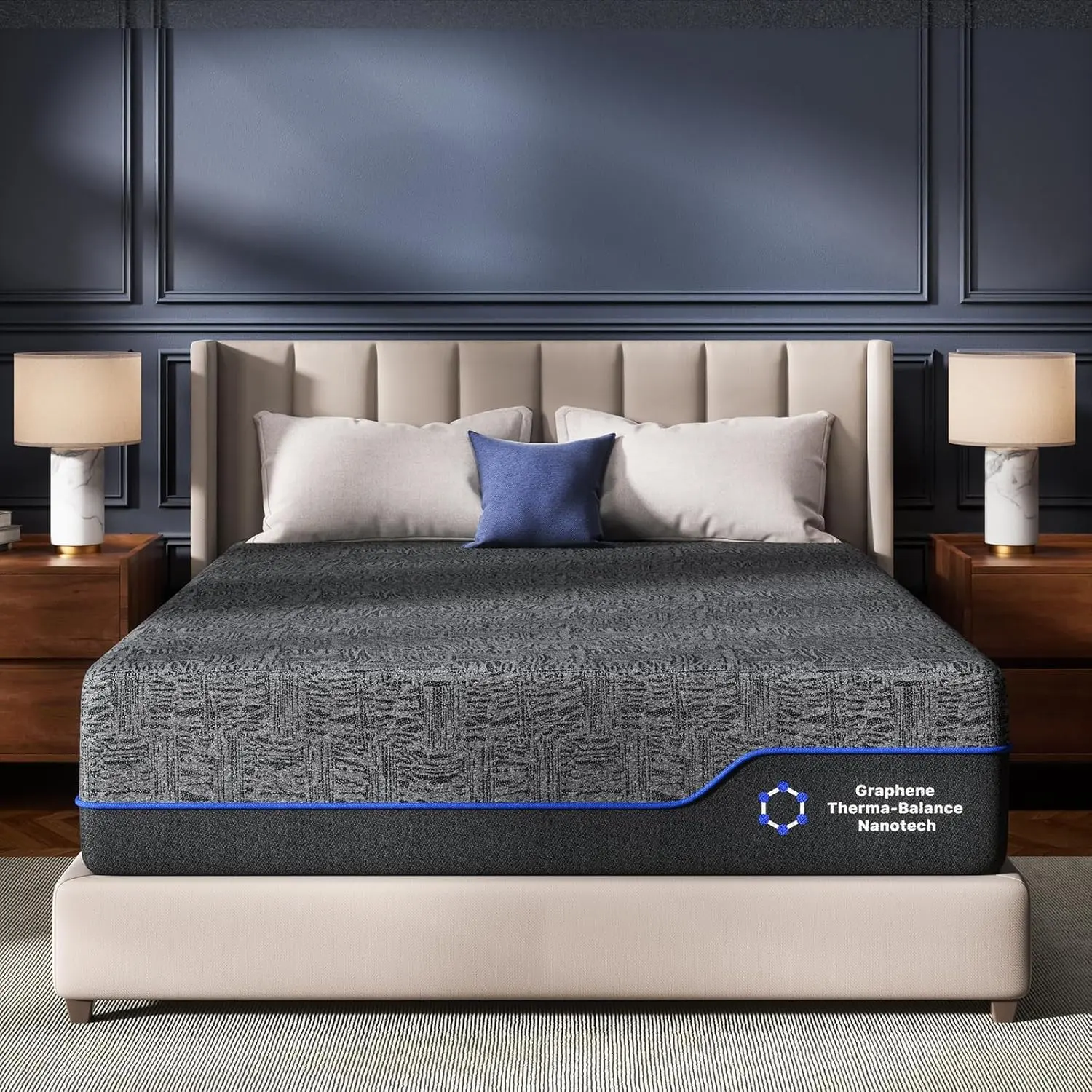 14-Inch King Memory Foam Mattress, Medium Firmness, Cooling Gel & Bamboo Charcoal Infused, Graphene Fabric Cover, CertiPUR-US & Oeko-TEX Certified, Fiberglass-Free, Compressed Mattress in a Box