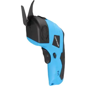 Rechargeable Cordless Electric Scissors, 4V Box Cutter with 2 Rotary Blades, Safety Lock & LED Light – Powerful Cutter for Cardboard, Fabric, Leather, Plastic, Carpet, and DIY Crafts