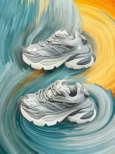 Unisex Cyberpunk Casual Sneakers, Thick Sole Height Increase, Low Top Textile Shoes, All Seasons Sporty Dad Shoes