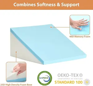 Bed Wedge Pillow for Sleeping 3Pcs, Adjustable Memory Foam Orthopedic Bed Wedge Pillow Set for Back Pain Relief, Post Surgery, Triangle Pillow for Acid Reflux, Snoring, GERD, White/Grey