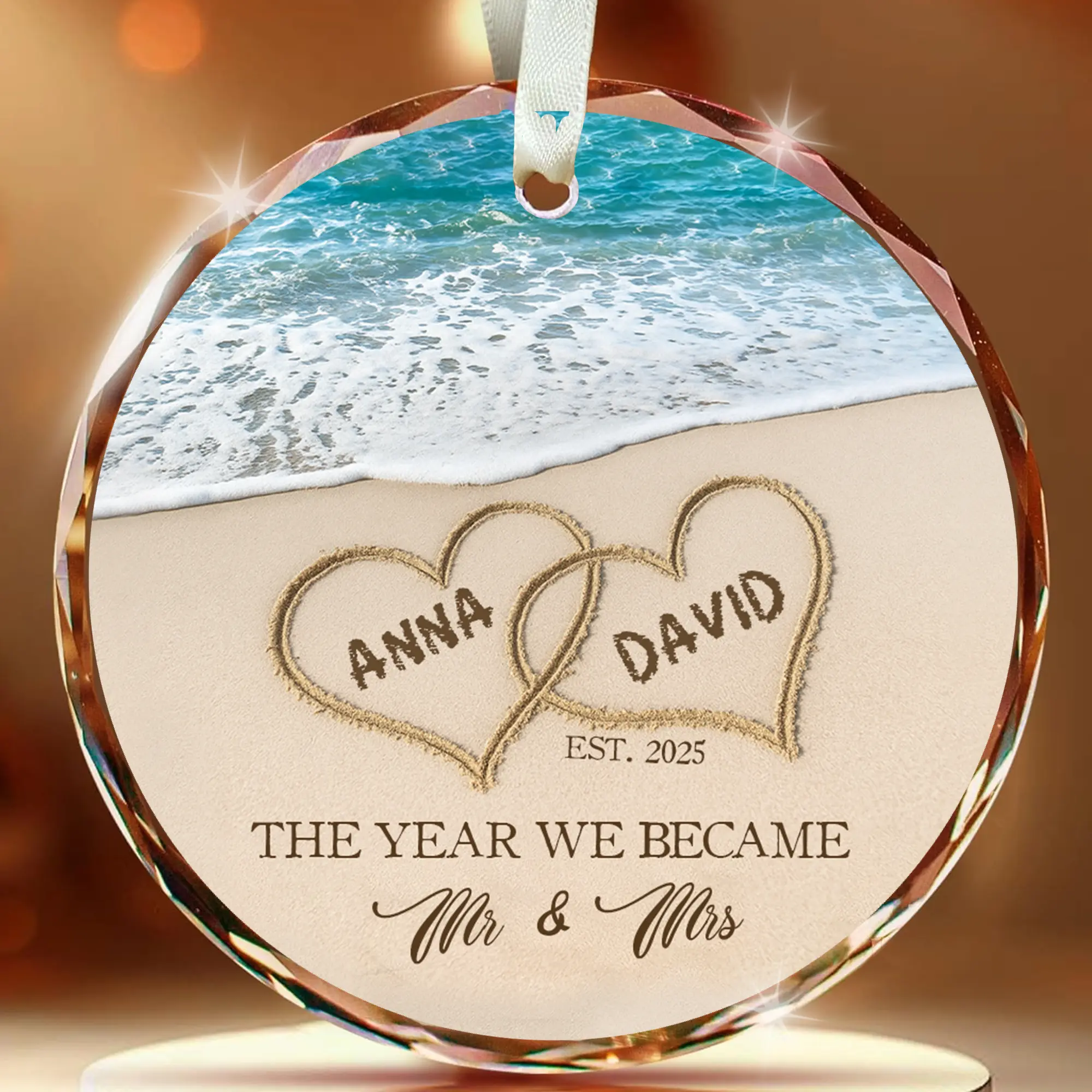 Personalized First Christmas Married Ornament 2026- Custom Name Date Gift, Mr and Mrs Custom Wedding Ornament for Newlyweds, First Christmas as Married Couple Keepsake