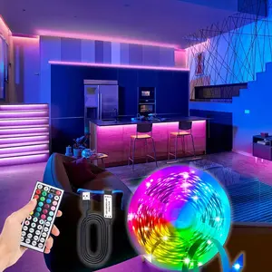 RGB Color Changing LED Strip Light, Flexible LED Strip Light with 44 Keys Remote Control, LED Lights Strips with Multiple Lighting Modes for Indoor, TV, Kitchen, Mirror, Neon Accent Lights, Led Ambient Light