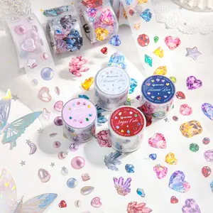 Sparkling Gem Series Tape Roll/bag, Pet Material, Handmade Journal Supplies Water Bottle Decorative Stickers, Sticker Sheets, Multi-Scene Decoration