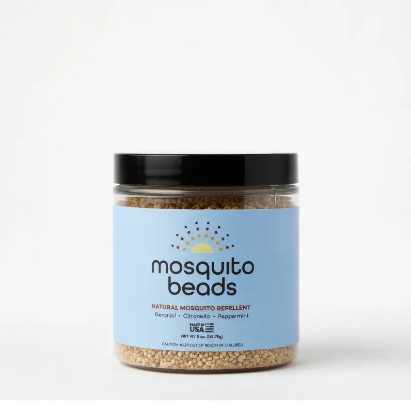 Natural Mosquito Repellent Beads | Long-Lasting | Outdoor & Patio Protection | Geraniol, Citronella, Peppermint Essential Oils | Fresh Scent, Pet Safe & 100% Biodegradable | 5oz