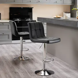 【Deal】Counter Height Barstools 2-Pack,Square Seat Cushion Barstool with Back, Height Adjustable PU Leather Swivel Barstool ,Black/white Chair Furniture sillas upholstered bar chair sillas counter Kitchen coffee
