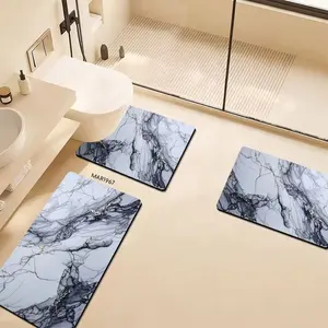 3-Piece Absorbent Bathroom Mat Set — Quick-Drying, Non-Slip Rubber-Backed, Minimalist Mats (16.9" x 23.6" + 19.7" x 23.6" + 19.7" x 31.9") — Suitable for Bathrooms, Kitchens, and Floor Placement