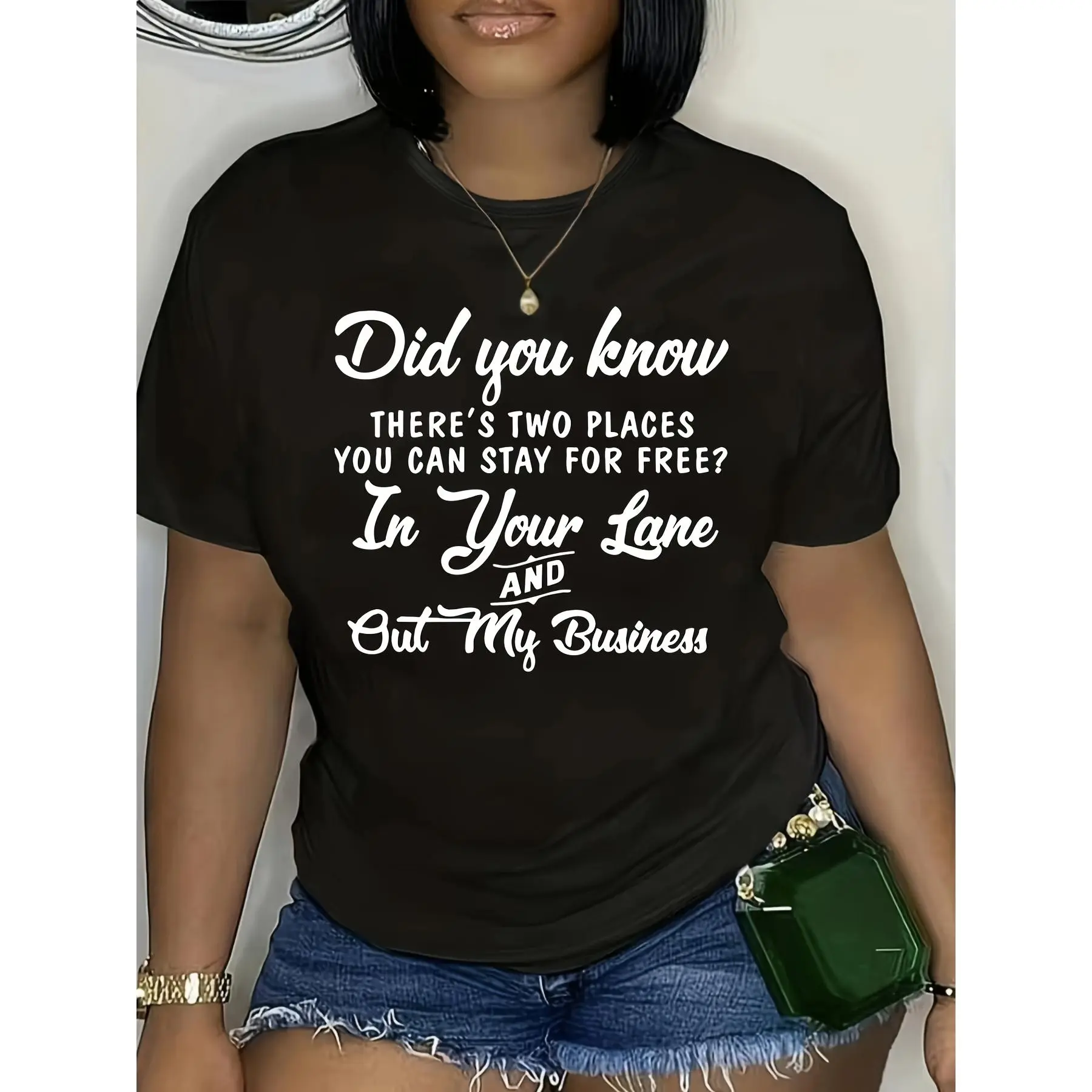 [ ] Plus Size Did You Know Graphic Tee - Soft Crew Neck, Short Sleeve, Relaxed Fit, Casual Womens Clothing For Daily Wear - Fun And Quirky Print Design T-Shirt For Men And Women