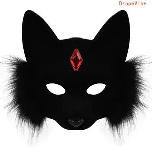 Half Face Fox Animal Mask Spooky Stylish Design Cosplay Prop Decorative Accessory For Costume Parties Role Play And Themed Events