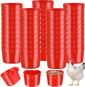 20 Pack Cage Cups Chicken Feeders Waterer Bird Water Cup Bunny Food Bowl Plastic Drinker Hanging Quail Dove Feeding Watering Dish Seed Container Coop Feeder for Parakeet Poultry Pigeon