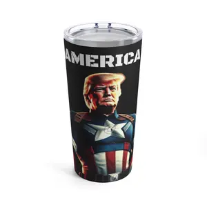 Captain Trump Take America Back Hot and Cold Stainless Tumbler 20oz Drinkware Flasks Insulated Lid Steel Glossy