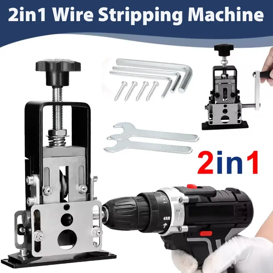 Heavy-Duty Wire Stripping Machine - 2-in-1 Industrial Wire Stripping Tool with Hand Crank or Drill Power for Precise Stripping, Scrap Copper Recovery (Camping & Hiking Picnicware Accessory)