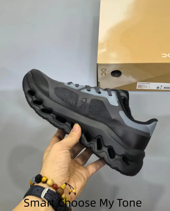 Black Gray Spliced Wave Hollow Cushion Running Shoes Breathable Stitched Mesh Upper Gray Contrast Patch Multi-Wave Hollow Shock Absorb Midsole Non Slip Wear Resistant Athletic Sneakers Unisex
