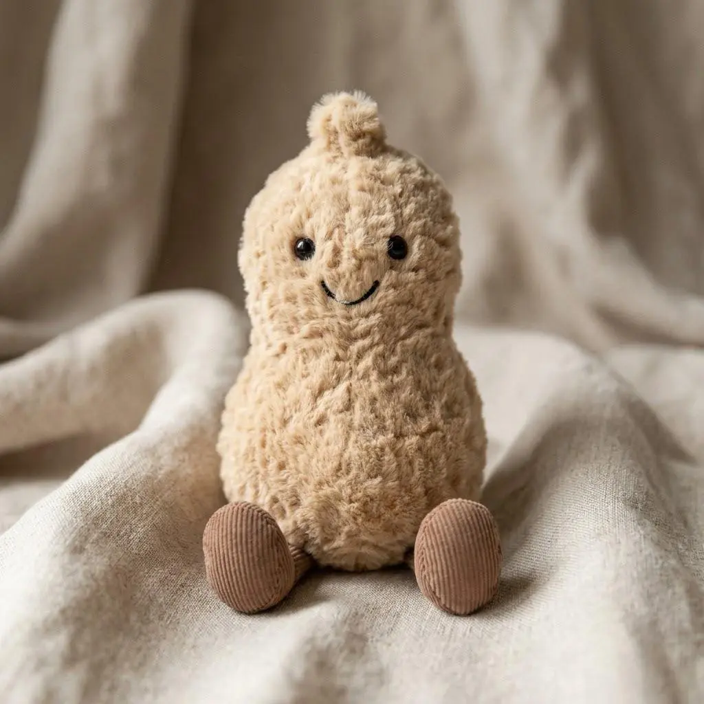 Jellycat Amuseables Peanut Includes Jellycat Storage Bag – 5.9-Inch Peanut Character, Adorable Nut-Inspired Design, Food Character Decor, Snack Theme, Kitchen Shelf Accent, Pantry Decor, Cute Food Lover Gift, Playful Room Display, Collection & Gift Idea