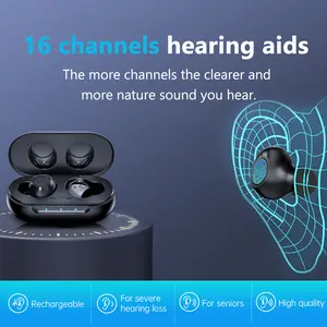 HealthTree 16-channels hearing aids for seniors-rechargeable high quality,smallest for men&women-Improve listening skills for work-for Severe Hearing Loss-Invisibility Advanced Noise in-ear sound Amplifier.