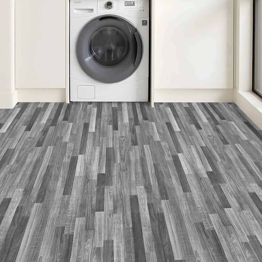 Self-Adhesive PVC Floor Wallpaper Roll, Peel and Stick Flooring, Waterproof Floor, Wood Grain Pattern, Ideal for Stairs Bathroom Living Room Bedroom Balcony Renovation