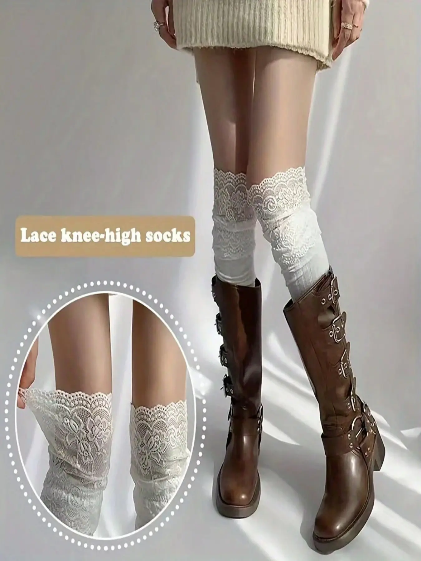 Women's Lace over Knee Socks, Sexy Fitted Long Stockings, Summer Boot Socks, Jk High Tube Socks, Soft Comfy Socks, Hand Washable