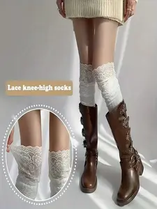 Women's Lace over Knee Socks, Sexy Fitted Long Stockings, Summer Boot Socks, Jk High Tube Socks, Soft Comfy Socks, Hand Washable
