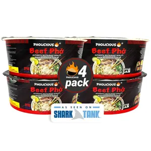 Instant BEEF - Vietnamese Rice Noodle Soup - Pack of 4 Single Serve Bowls - Ramen Alternative