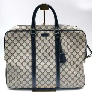 Pre-owned GUCCI leather Shoulder Bags Joy Beige Coated Canvas Monogram Tote Bag with Silver Hardware