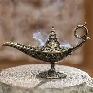 1pcs,Aladdin's Magic Lamp Incense Burner, Vintage Pattern with Auspicious Clouds, Incense Stick Burner, Household Sandalwood Burner, Indoor Aromatherapy Burner, Fragrance Incense, Decorative Item
