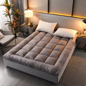 Gray Thickened Quilted Fitted Mattress Pad Breathable with Elastic Band Filled Soft Premium Filling -Twin/Full/Queen/King